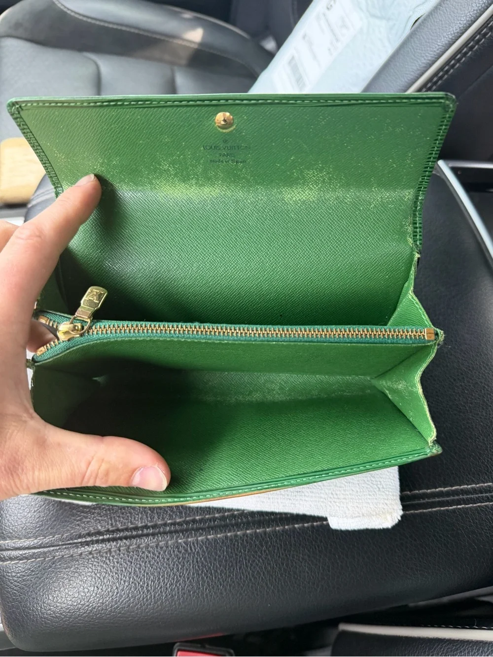 Authentic Louis Vuitton Green Epi Leather Continental Sarah Wallet COA Included